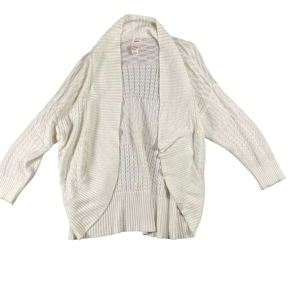 Bongo  Cardigan Sweater Womens Size XL Cream Knit Open Front Lightweight Boho - Picture 1 of 6